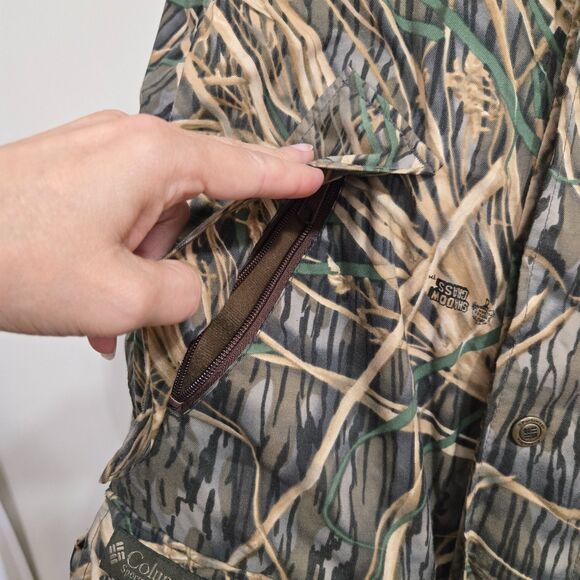 Columbia Mens M Camo Hunting Jacket Shadow Grass Mossy Oak + Liner Reversible - Picture 12 of 16